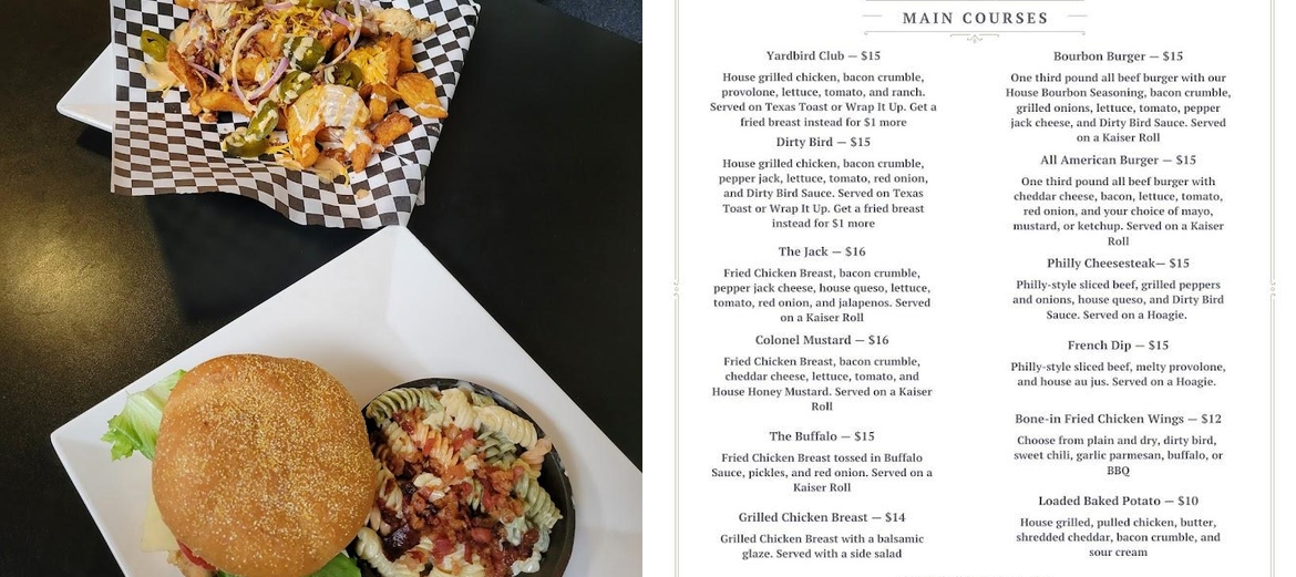 The Yardbird at 1896 Menu