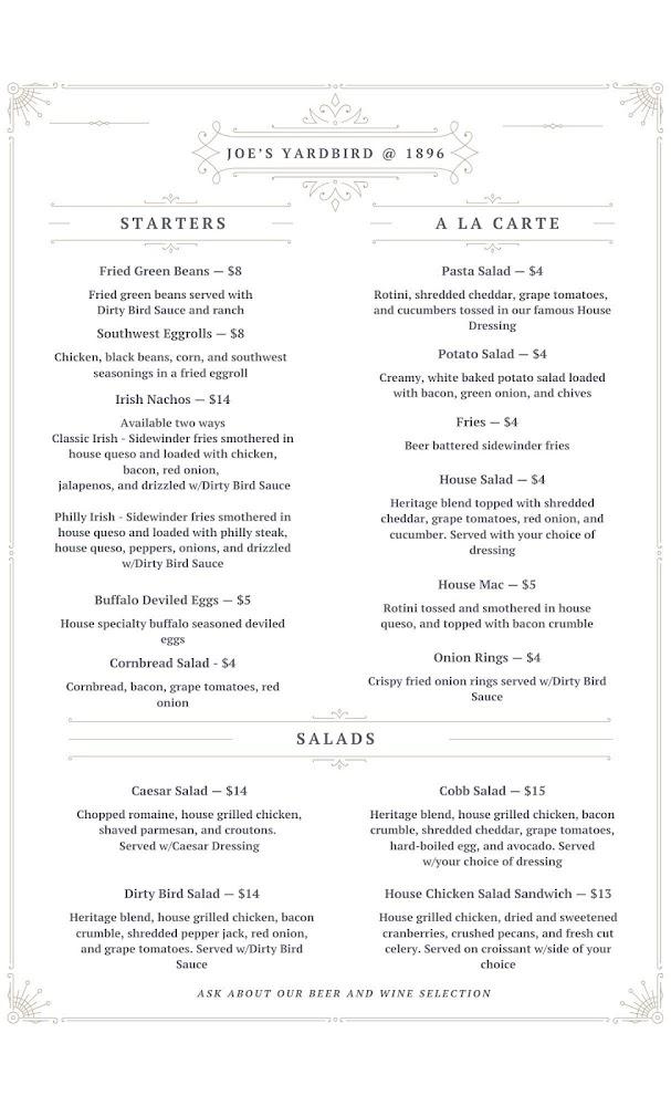 The Yardbird at 1896 Menu image 1